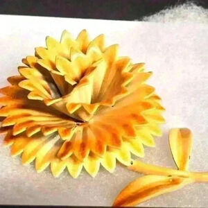 Vintage Apricot Enameled Floral Stem Brooch, Carnation 1940's-1960's